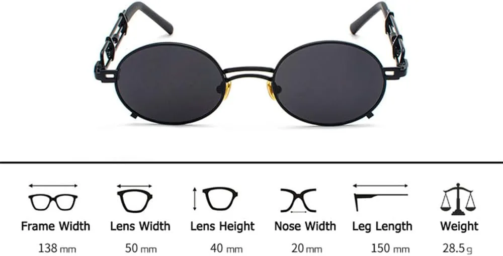 

Мужские солнцезащитные очки в стиле стимпанк, ретро-очки, металлическая оправа, золотисто-черная овальная форма, защита от ультрафиолета UV400 VFDHN, Gold Red