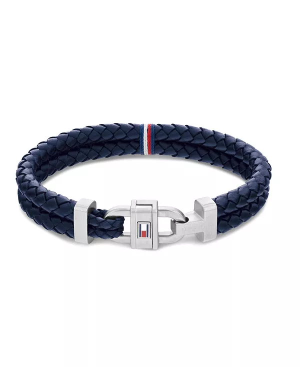 

Мужской кожаный плетеный браслет Tommy Hilfiger, navy
