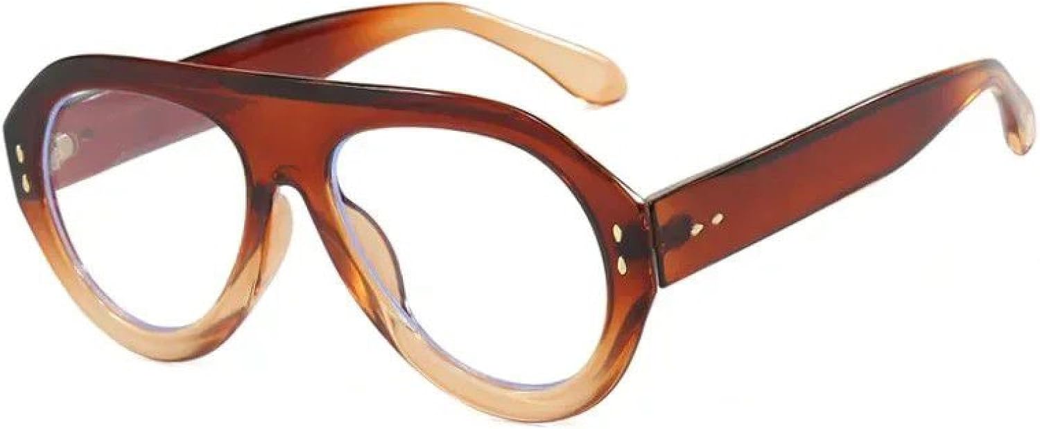 

Модные мужские солнцезащитные очки большого размера в цельной оправе с цветными зеркальными линзами для женщин, с заклепками, защита от УФ-излучения UV400 TVTBBVV, Tea Clear