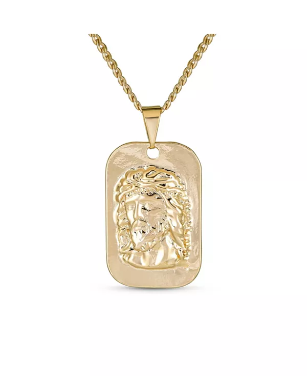 

Религиозный металлический медальон в виде головы Иисуса Христа в стиле собаки, покрытый желтым золотом Bling Jewelry, gold