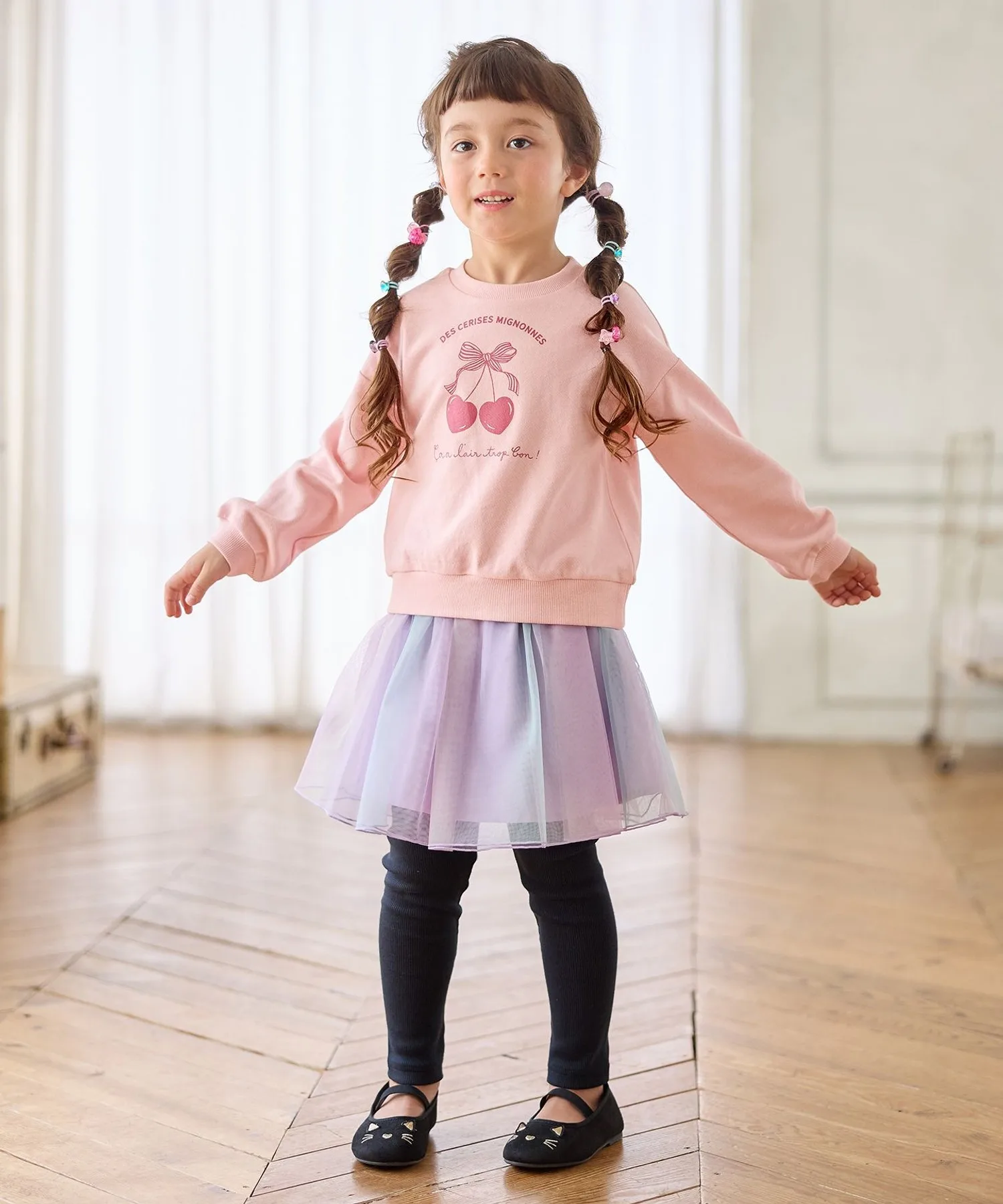 Детские штаны с тюлем и радужным узором PRFSGA0454 ANY KIDS синие — фото 4