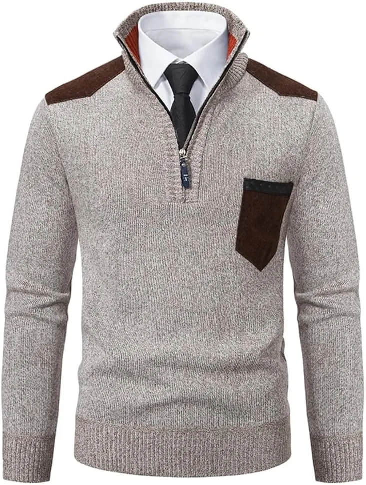 

Мужской полузастегивающийся водолазный свитер с длинными рукавами, теплый, плотный, для осени и зимы Dninmim