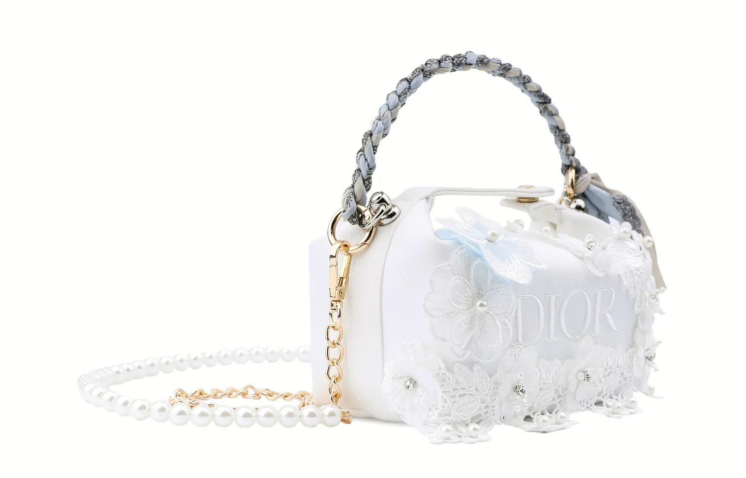 DIOR Custom Makeup Bag Silver Vine Whisper, Colored Glaze Butterfly Dream, Noble, Star Gauze Flower Basket, Elegant, Silver Vine Whisper (Shopping Bag) — фото 4