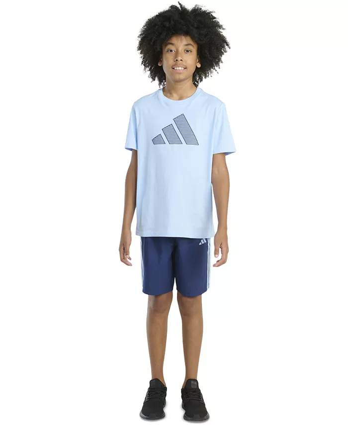 

Комплект для мальчиков: футболка с коротким рукавом и шорты Big Boys 2-Piece adidas, синий