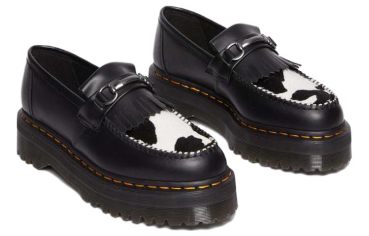 Лоферы Dr.Martens Adrian Snaffle Hair On & Leather Cow Print Kiltie Loafers 'Black' — фото 3