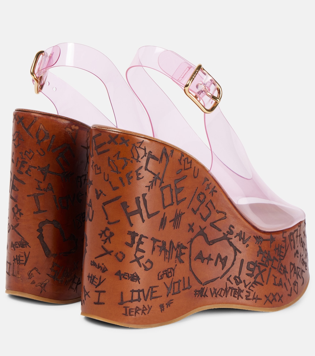 Сандалии Maxime из ПВХ с открытой пяткой и танкеткой Chloé, Pink Fizz — фото 2