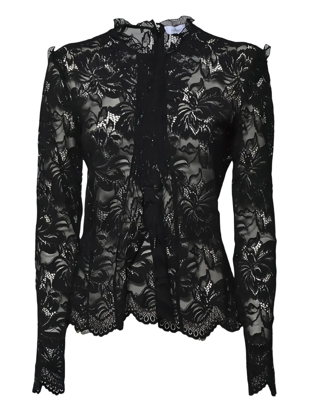 

Топ с высоким воротником из цветочного кружева Rabanne, черный