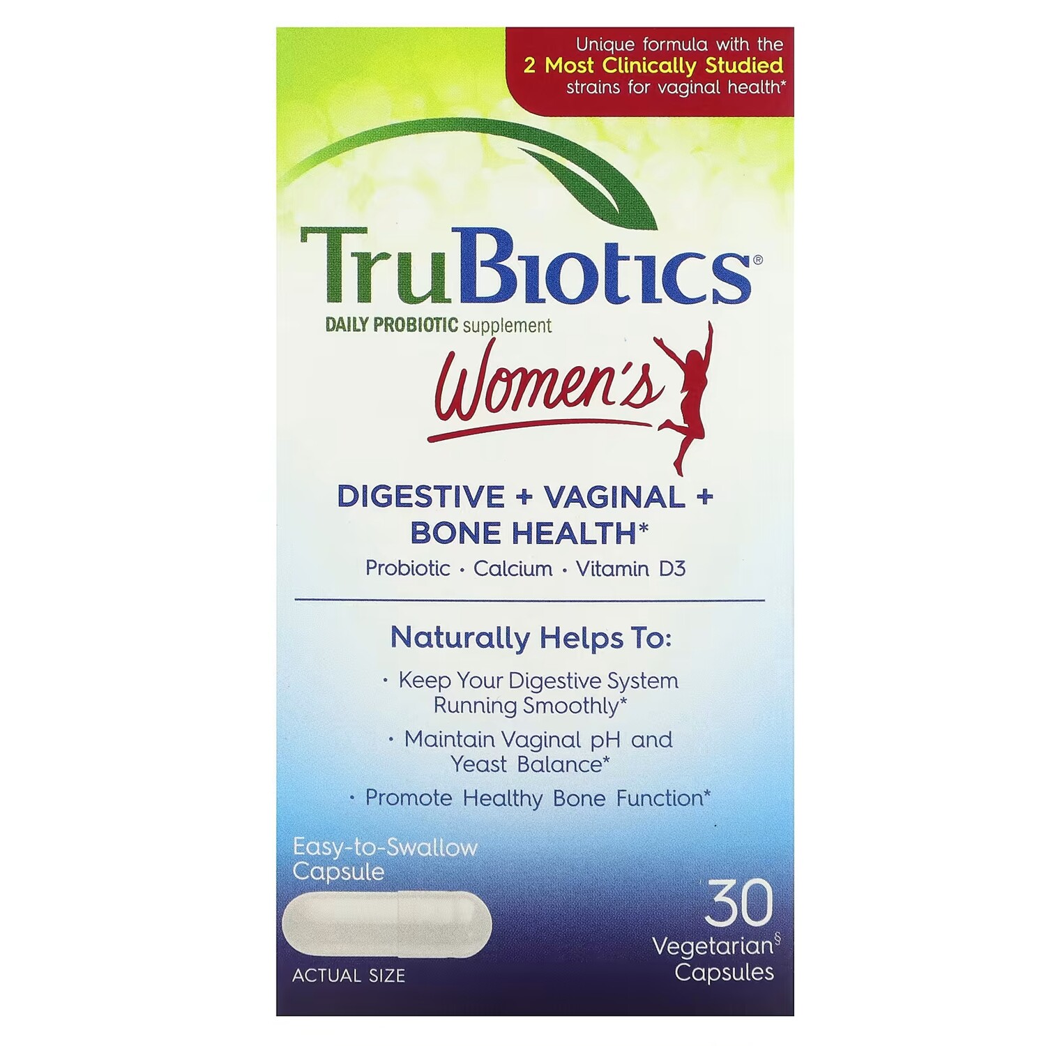 

Витамины для женщин TruBiotics пищеварение + женское здоровье + здоровье костей, 30 капсул