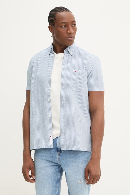 

Хлопковая рубашка Tommy Jeans, синий