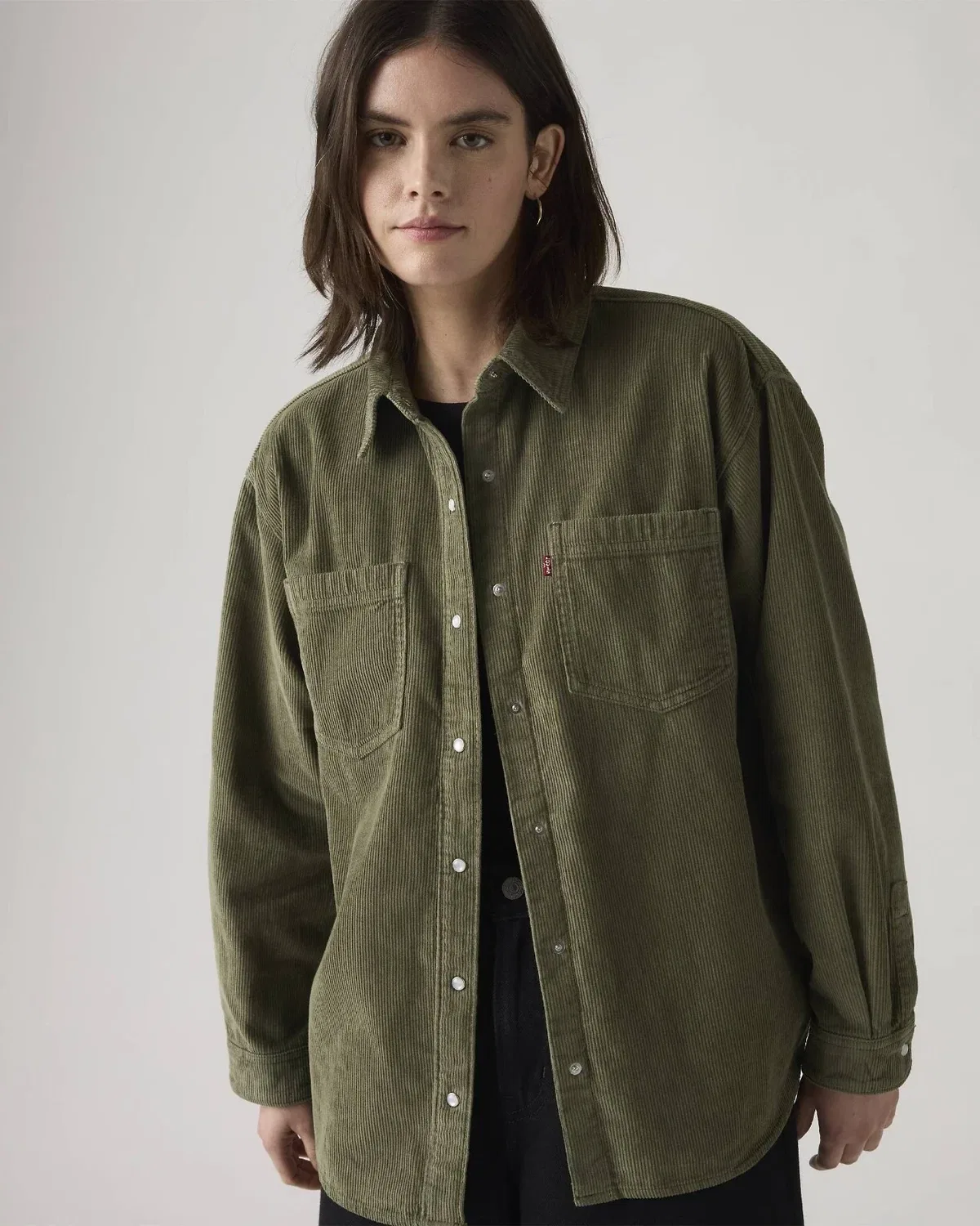 Женская вельветовая рубашка Levi's Iris, зеленая, 100% хлопок, на кнопках, JAX1286, Green