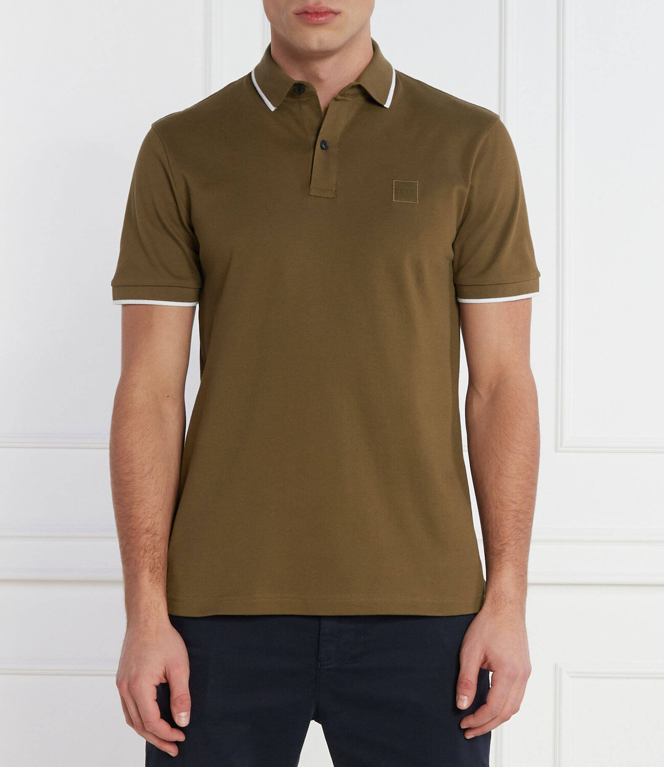 

Поло BOSS ORANGE Passertip Slim Fit pique, цвет cachi