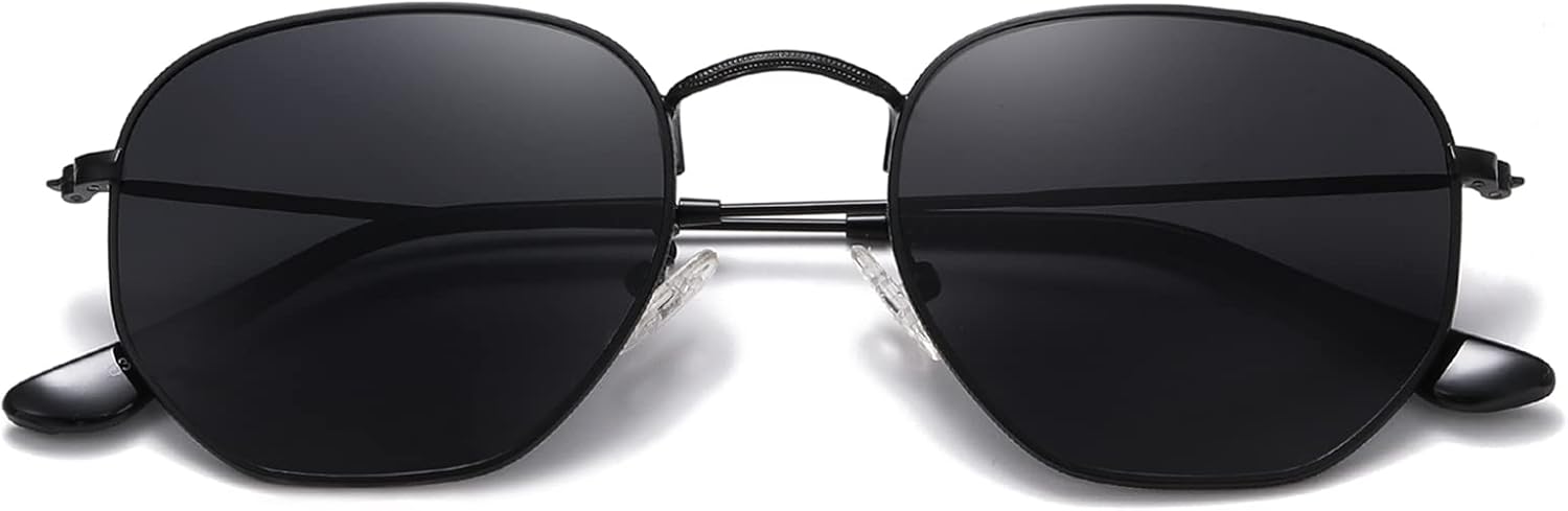 

Солнцезащитные очки MEETSUN с поляризацией, шестиугольной формы, для женщин и мужчин, многоугольной и квадратной формы, защита от УФ-излучения UV400, металлическая оправа, Black-gray