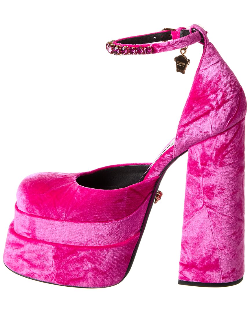Туфли-лодочки Versace Medusa Aevitas Velvet на платформе, розовый — фото 2