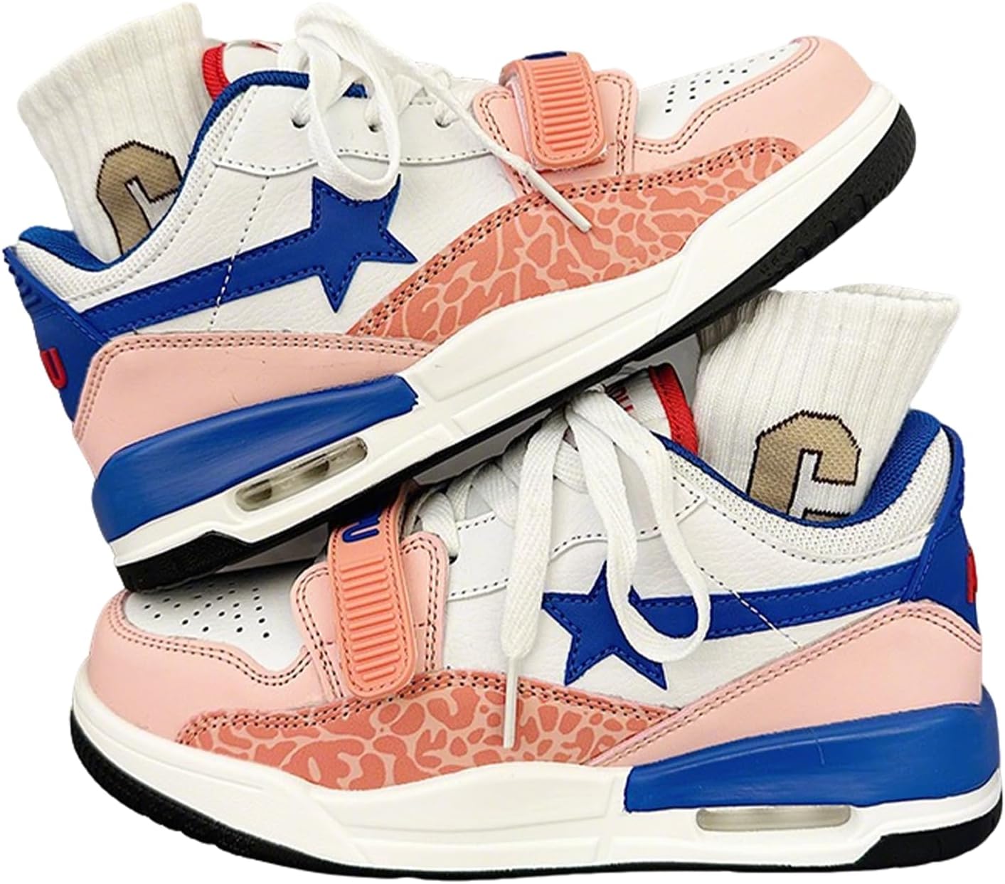 

Женские и мужские высокие кроссовки на платформе Star Chunky с воздушной подушкой, удобной толстой подошвой для повседневной уличной носки Zqw, розовый/голубой