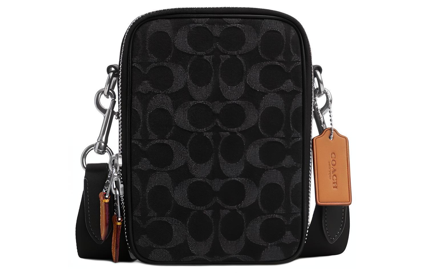 

COACH Стентон ткань с кожаной наплечная сумка кросс-боди среднего размера унисекс черная