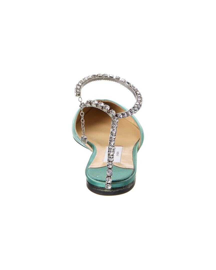 Сатиновые туфли Jimmy Choo Saeda Flat, зеленый — фото 3