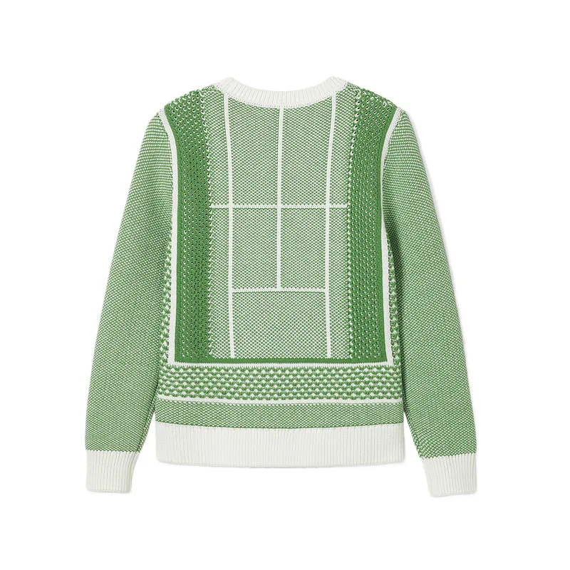 Свитер LACOSTE Women's 4IN, классический стиль, Grass Green и White — фото 3