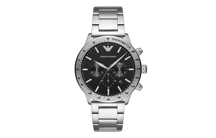 

EMPORIO ARMANI Часы Pilot Collection Wrist Watch Quartz Movement Steel Strap Black Dial Men's Watch, Cool Black Watch Dial
