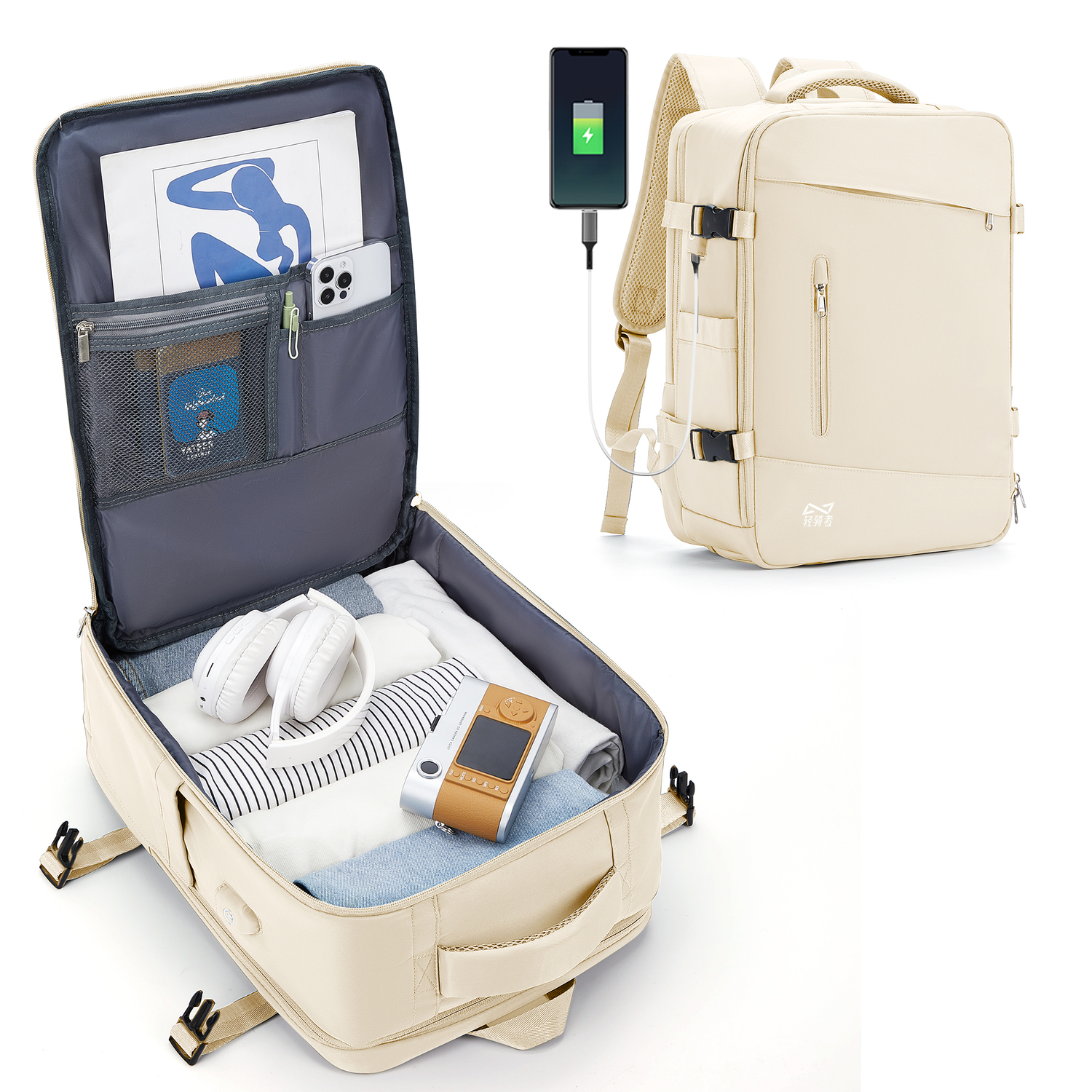 

KEYSTREET Тканевый дорожный рюкзак унисекс разноцветный, 9167 Ecru[Includes Wet-Dry Separation Pocket+Individual Shoe Compartment]