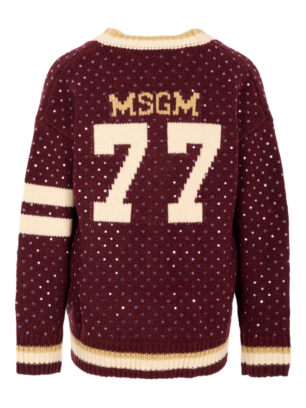 Кардиган в полоску с пайетками Msgm Kids, красный — фото 2