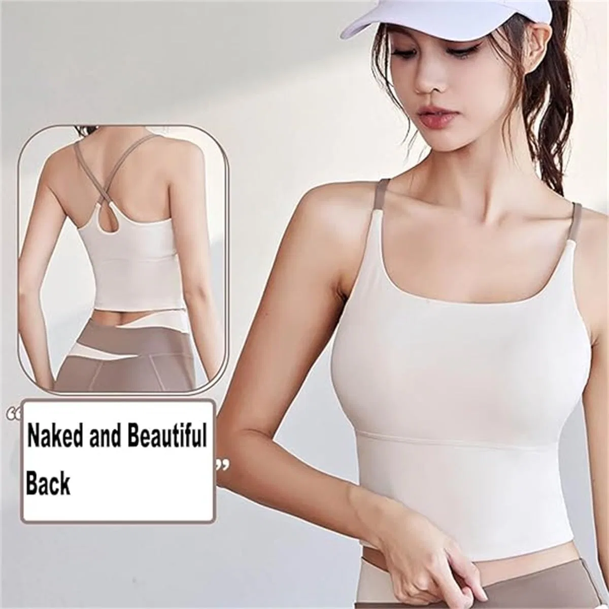 Спортивный топ Criss Cross Tank, женский спортивный топ с перекрестной спинкой Sporty Plain Criss Cross Back Generic, розовый — фото 3