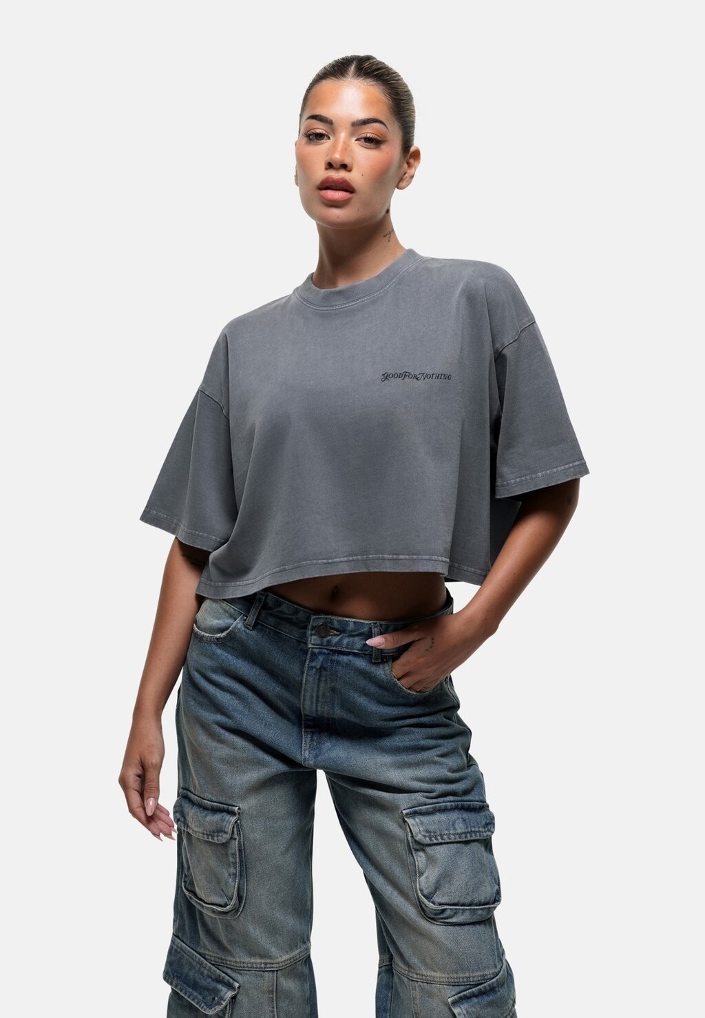 

Базовая футболка LOGO CROPPED TEE Good For Nothing, серый