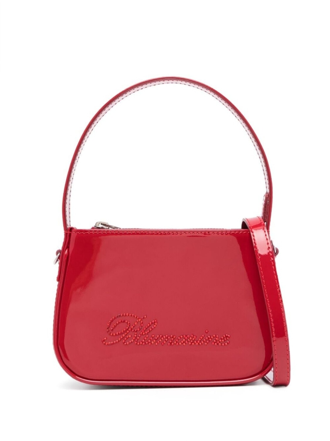 

Blumarine лакированная сумка-тоут со стразами и логотипом, красный