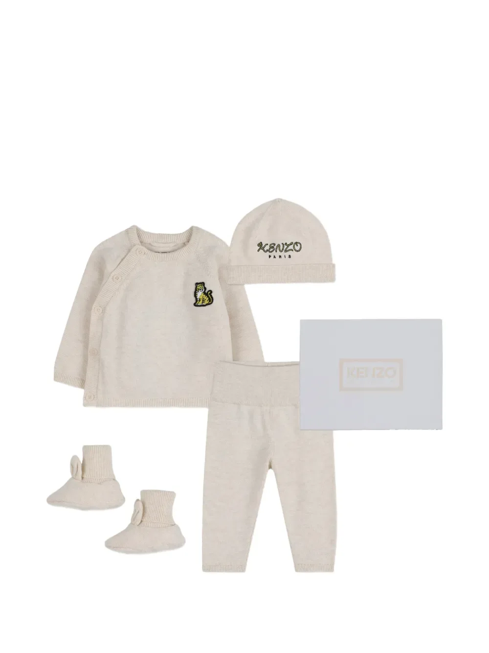 Комплект из пяти предметов с логотипом Kenzo Kids, бежевый