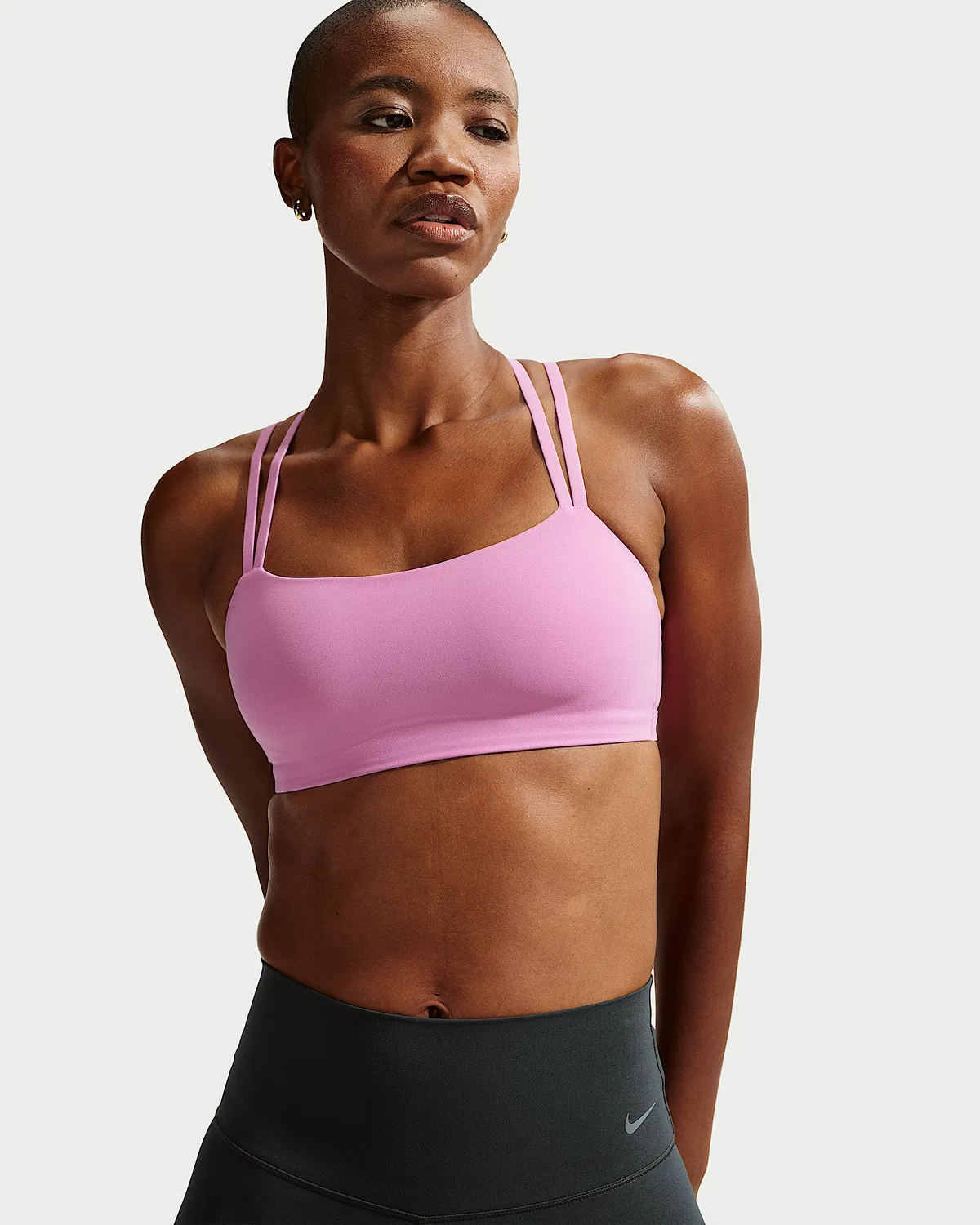 Женский спортивный бюстгальтер Nike Zenvy Strappy с легкой поддержкой и чашками, Light Magenta/White — фото 2