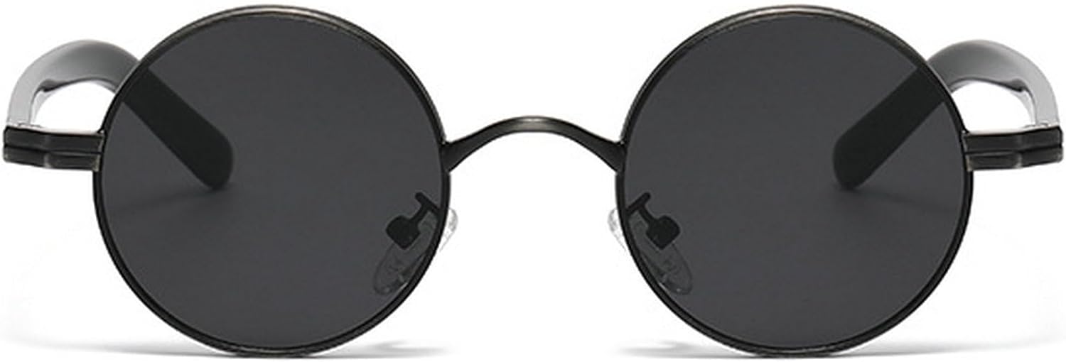 

Ретро круглые солнцезащитные очки для женщин и мужчин, модные золотые солнцезащитные очки в винтажной металлической оправе, очки для активного отдыха, панк-очки для мужчин mincl, Black