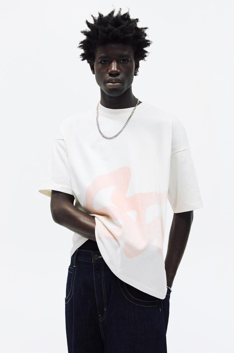 

Футболка с коротким рукавом и принтом stwd Pull And Bear, белый