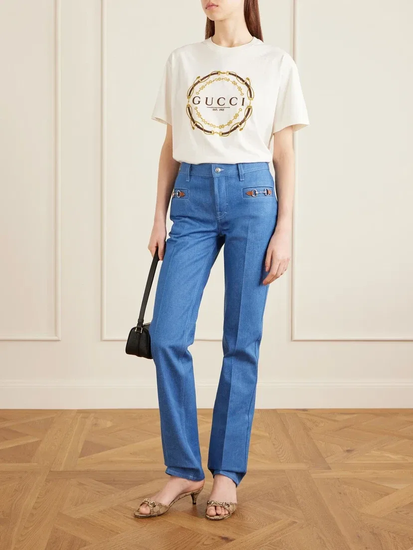 Сандалии из жаккардовой парусины с деталями Horsebit GUCCI, бежевый — фото 4