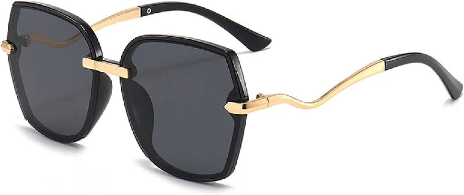 

Модные металлические солнцезащитные очки в крупной оправе для женщин и мужчин, роскошные, в стиле панк, для путешествий, с защитой от УФ-излучения UV400 generic, Black Gray