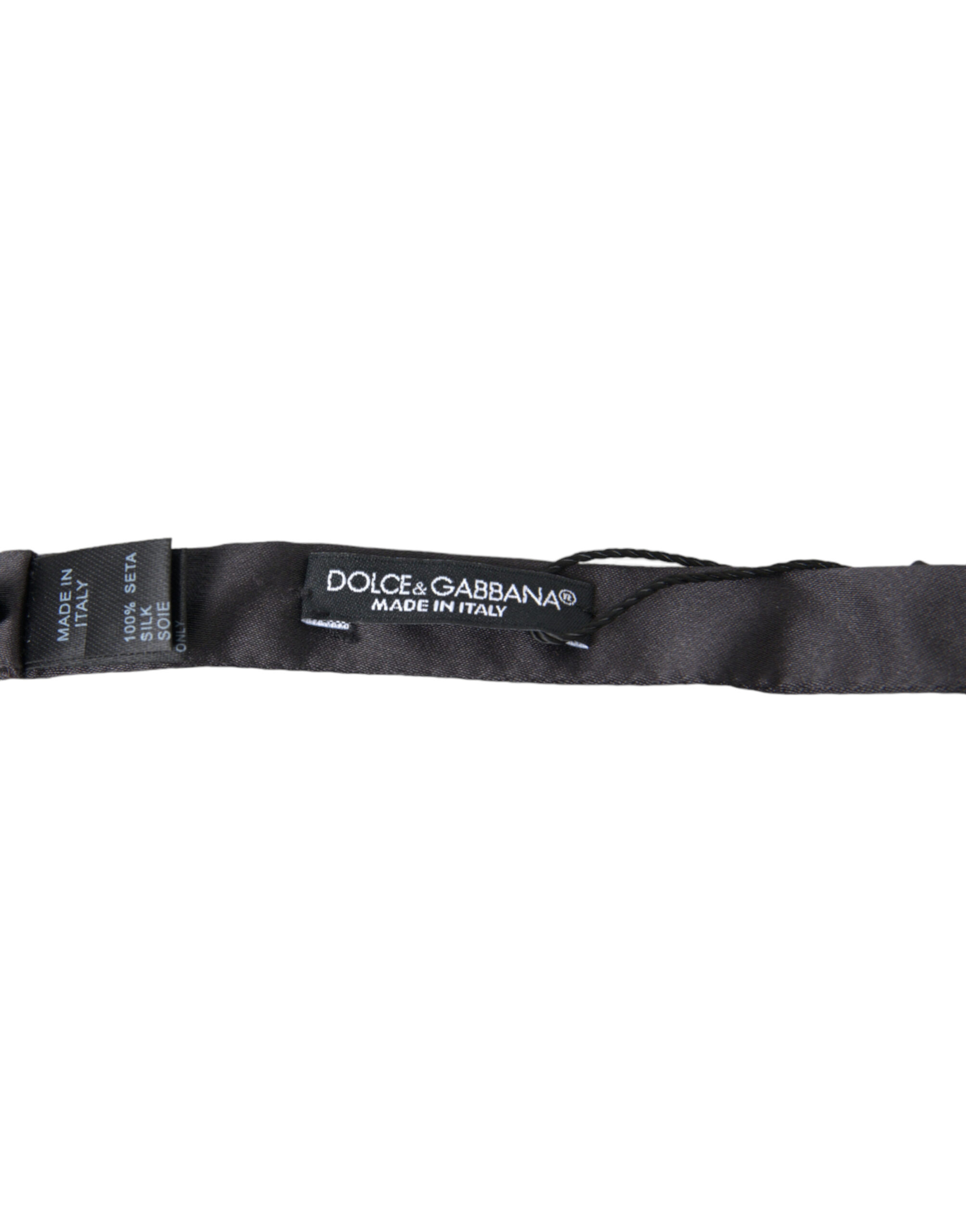 Элегантный шелковый галстук-бабочка антрацитового цвета Dolce & Gabbana, темно-серый — фото 3