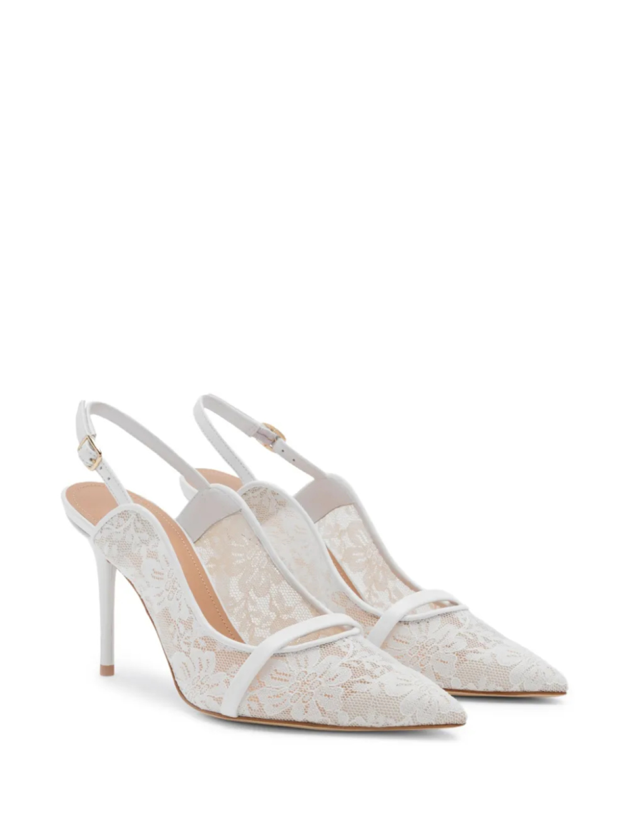 Туфли Marion 85 мм с кружевом и открытой пяткой Malone Souliers, белый — фото 2