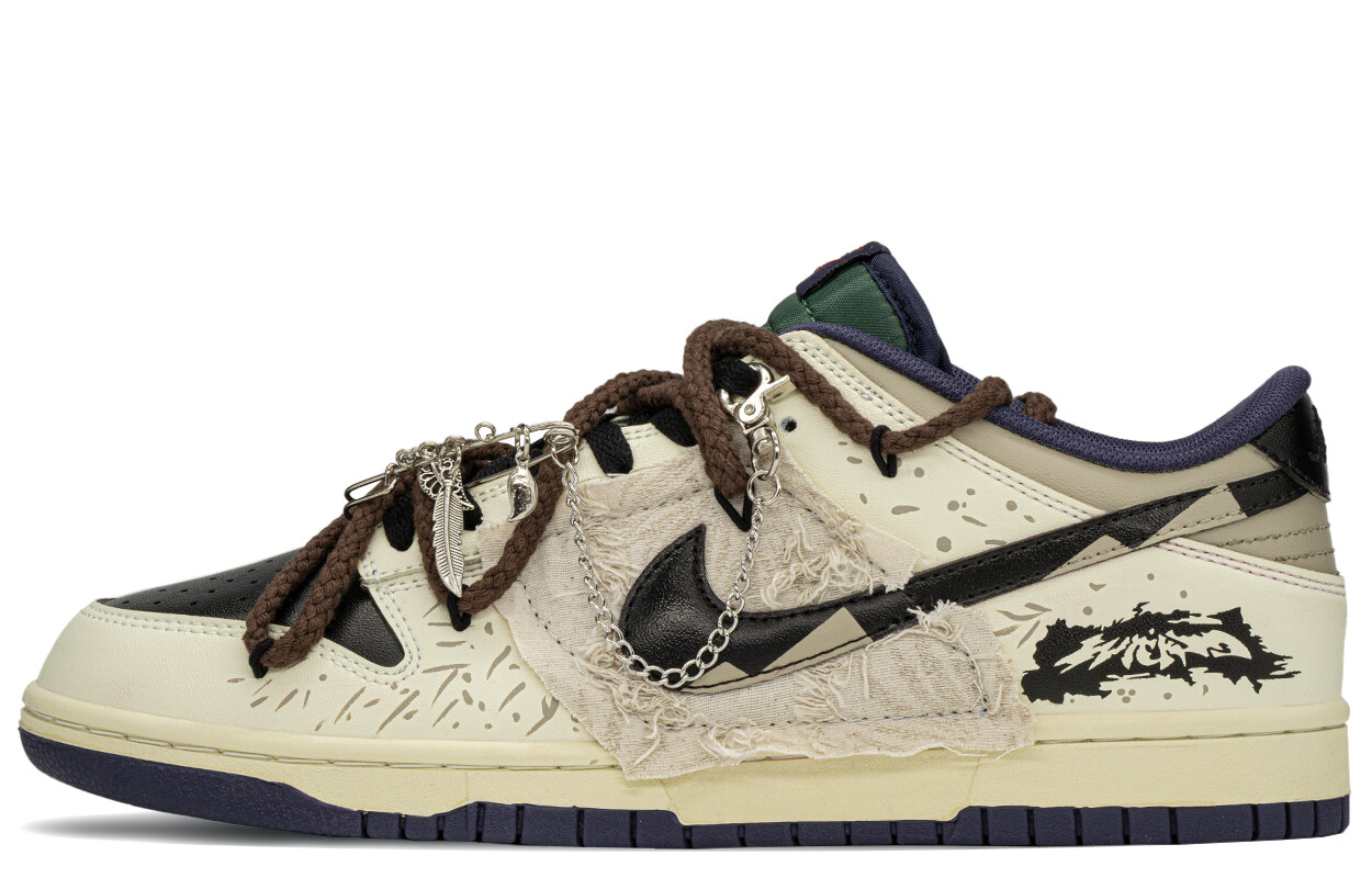 

Кроссовки Nike Dunk Skateboarding Shoes Men Low-top Black/beige, хаки/черный