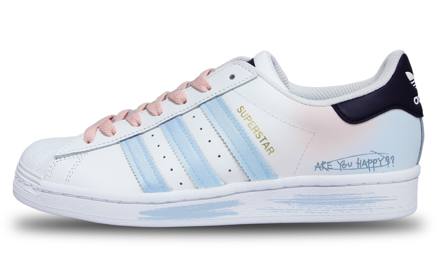 Кроссовки adidas originals Superstar Skateboarding Shoes Unisex Low-top White/Blue/Pink, белый/синий/розовый