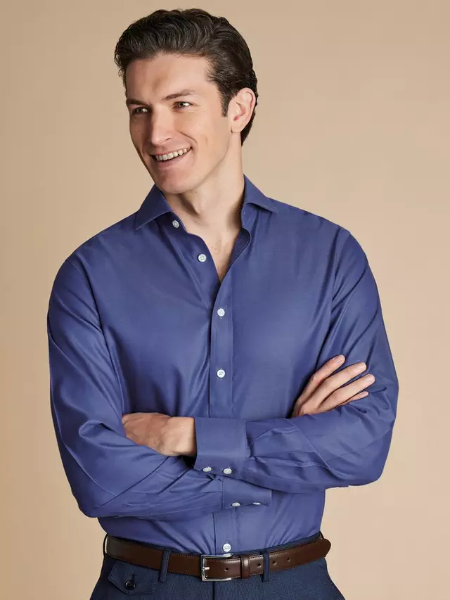 

Рубашка Charles Tyrwhitt Cotton Slim Fit Cutaway Collar, цвет cobalt blue