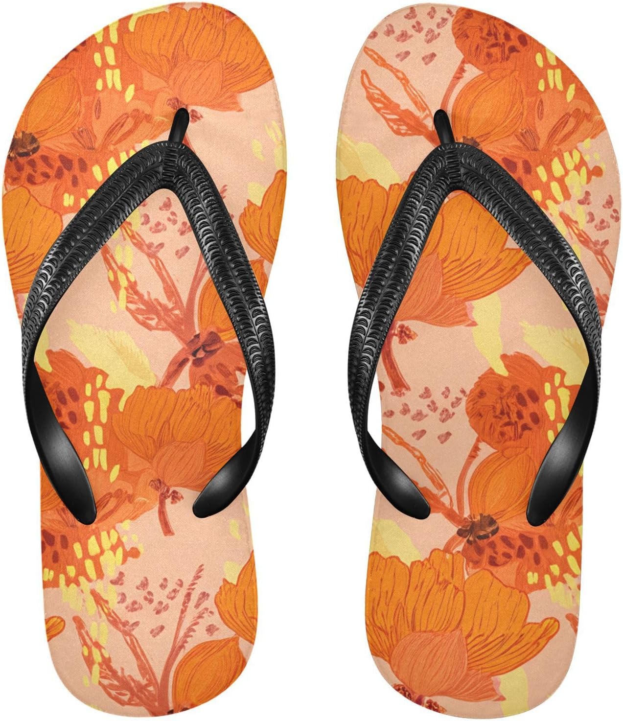 

Апельсишлепанцы с цветочным узором, абрикосовые, пляжные, для душа, резиновые, нескользящие, летние, для женщин и мужчин Sinestour, оранжевый