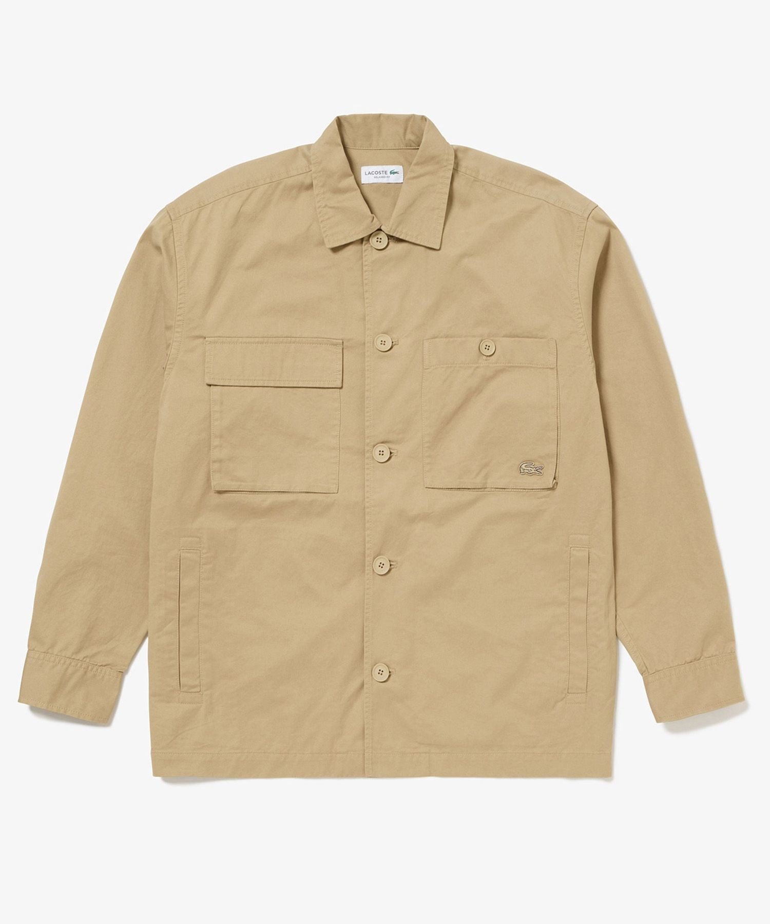 Рабочая рубашка-куртка из хлопчатобумажной саржи LACOSTE, Beige — фото 2