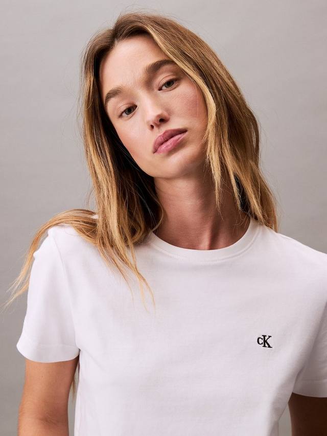 Футболка с монограммой и круглым вырезом Calvin Klein, Bright White — фото 3