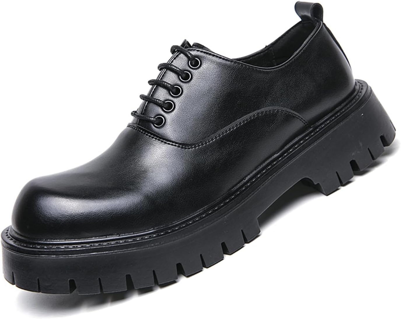 

Мужские кожаные оксфорды с шнуровкой на платформе, черные, классические, удобные, с округлым носком, деловые формальные туфли, повседневные низкие туфли-лодочки с противоскользящей подошвой для мужчин Nileeke