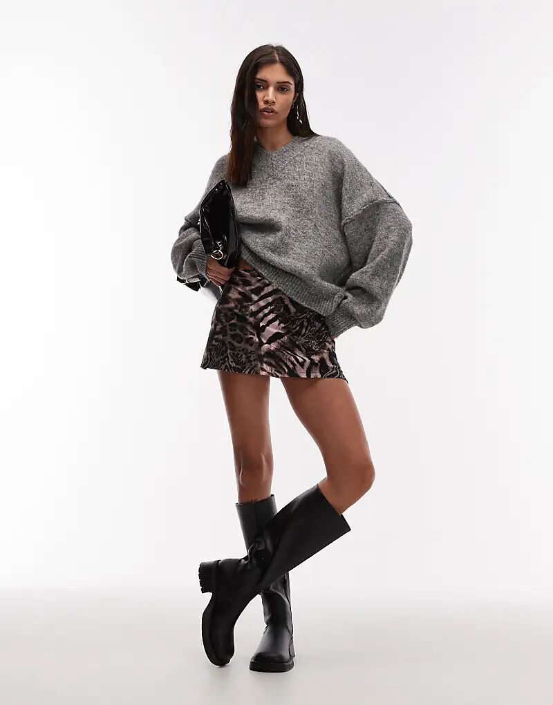 

Трикотажная мини-юбка ASOS DESIGN с леопардовым принтом