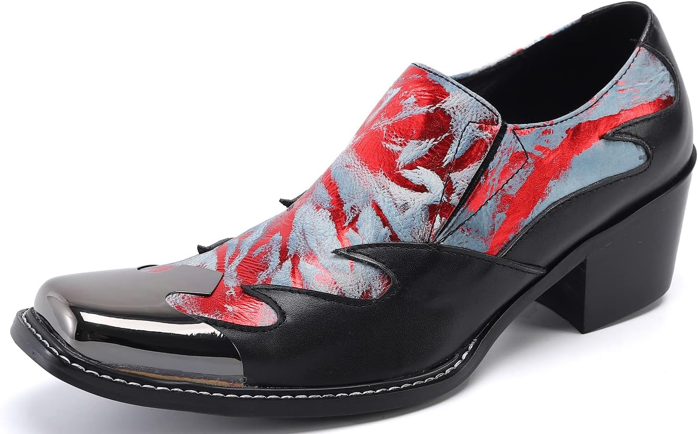 

Мужские сандимонские лоферы Santimon, повседневные, для торжеств, слипоны, мокасины, двухцветные, с металлическим квадратным носком, из натуральной кожи, с каблуком, пенни-лоферы, свадебные, для вечеринок, диско, вестерн, бальные, ковбойские туф...