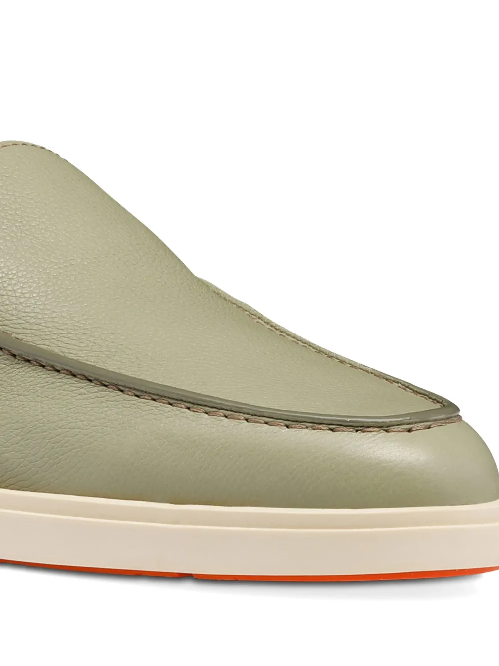 Лоферы из зернистой кожи Santoni, зеленый — фото 3