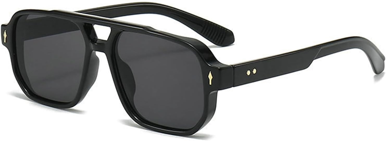 

Солнцезащитные очки Helena Retro Square Pilot для женщин и мужчин, с двойным лучом, в стиле 70-х, увеличенного размера, винтажные, прямоугольные, с защитой от УФ-излучения UV400, C1