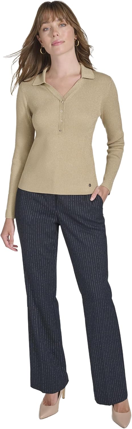 

Женский свитер с длинным рукавом и воротником Johnny от Tommy Hilfiger, Light Heather Fawn/Gold