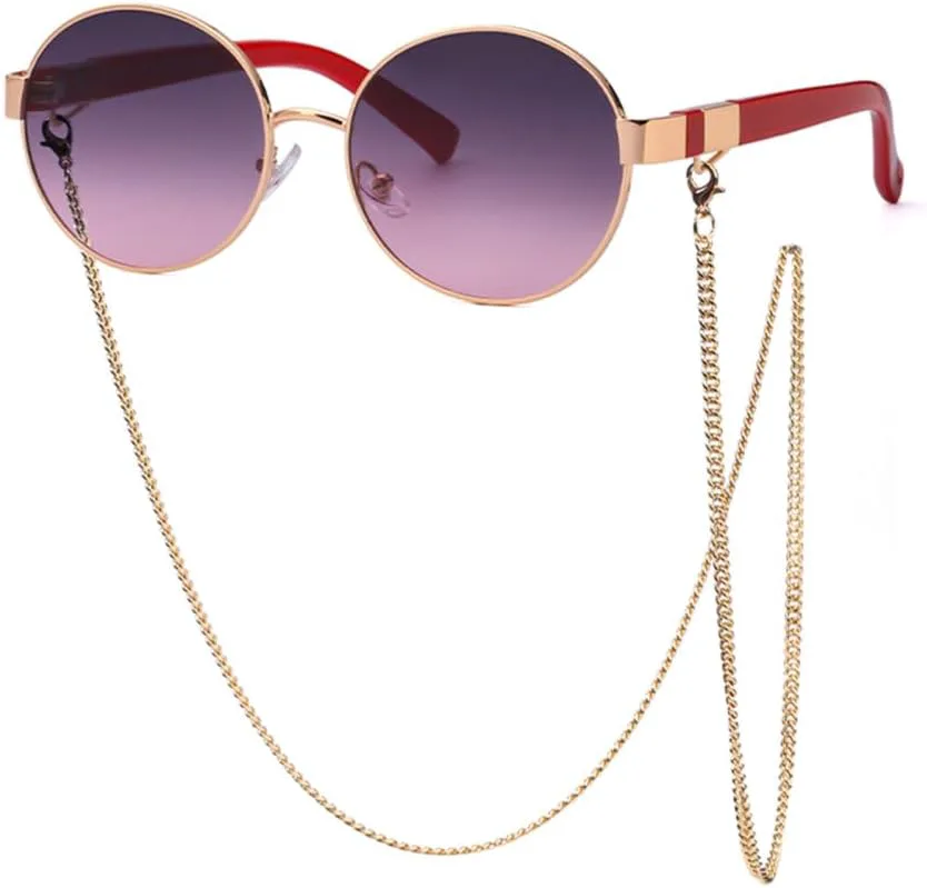 

Женские солнцезащитные очки с цепочкой, модные, новые, роскошные, круглые, классические, для активного отдыха, мужские, ретро, ​​для вечеринок, походов TYUVIVO, C3