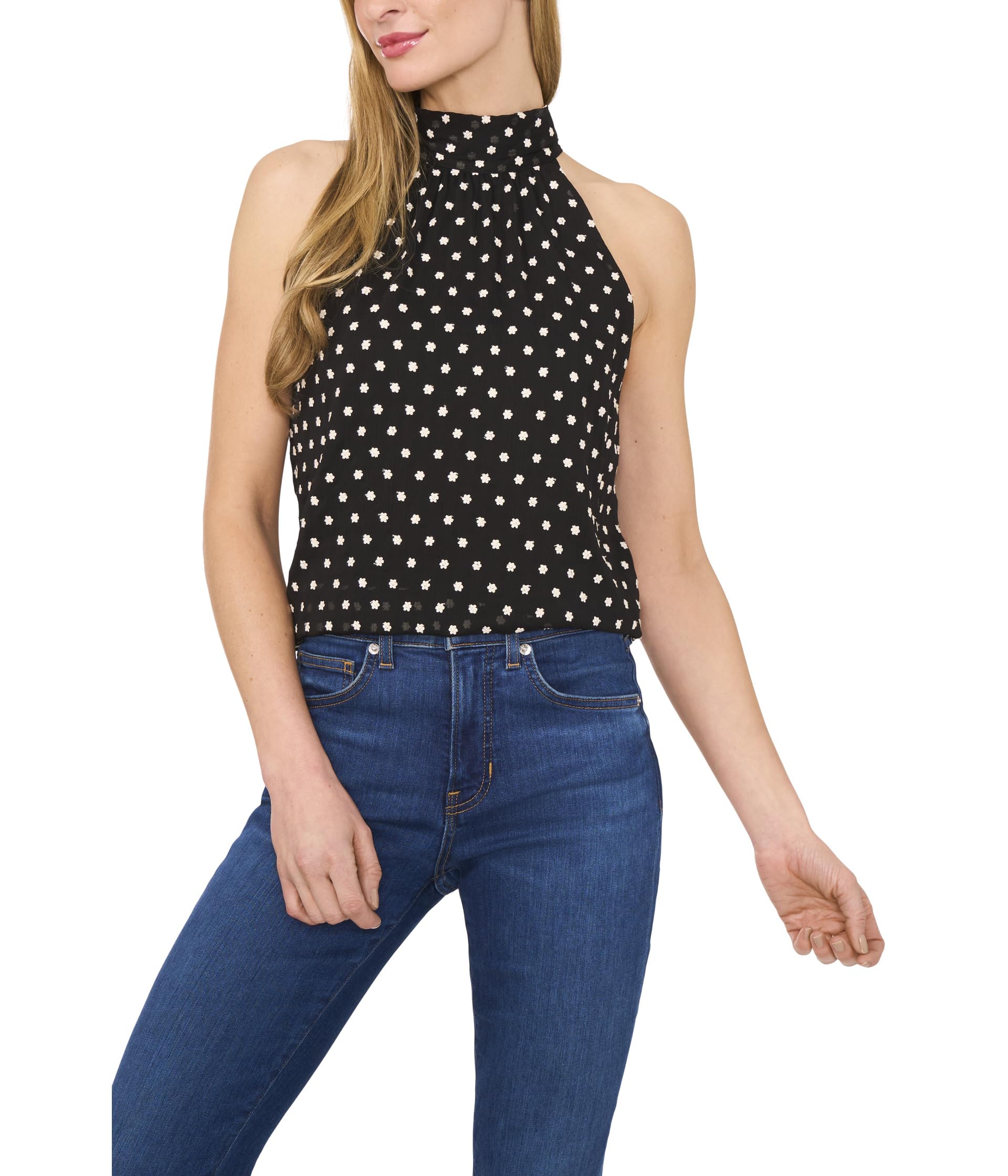 

Топ CeCe Sleeveless Halter Top With Back Bow, Rich Black