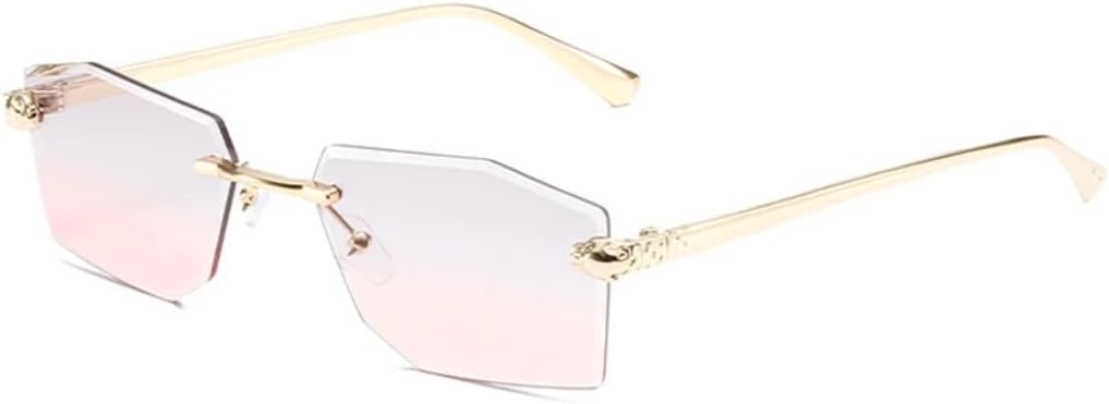 

Солнцезащитные очки с защитой UV400 | Без оправы в стиле панк с металлическими шарнирами | Для женщин и мужчин | Для занятий спортом на открытом воздухе и вождения DSVIGF, Gold-graypink